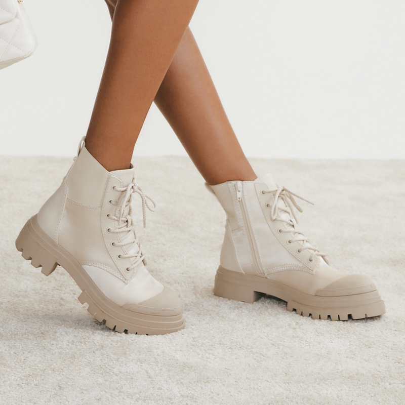 Women's Aldo Charline Combat Boots White | 9832-EWBLY