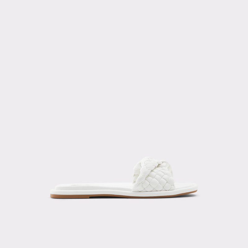 Women\'s Aldo Chicago Flat Sandals White | 1326-DPRZH