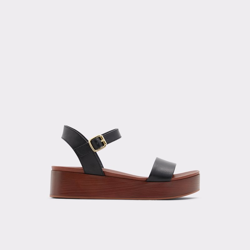 Women\'s Aldo Cobbswell Platform Sandals Black | 1834-GLASP
