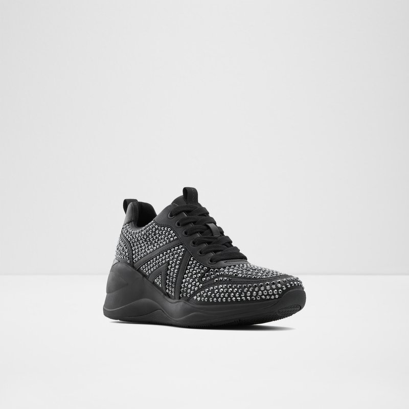 Women's Aldo Glow Wedge Sneakers Black | 0457-VYNGT