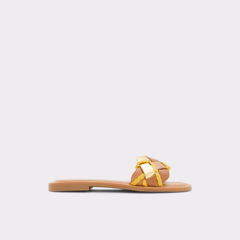 Women\'s Aldo Lothelalian Flat Sandals Brown | 2963-FBVRX