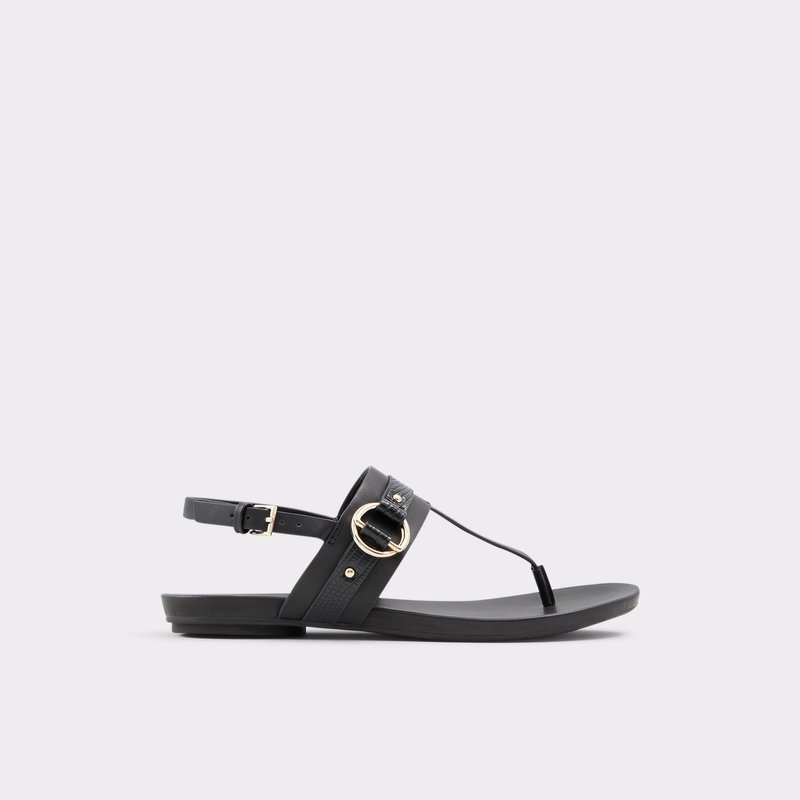 Women\'s Aldo Pandra Flat Sandals Black | 1504-YGWCQ