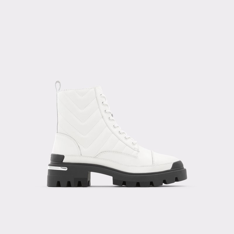 Women\'s Aldo Quilt Combat Boots White | 1497-ZIJMX