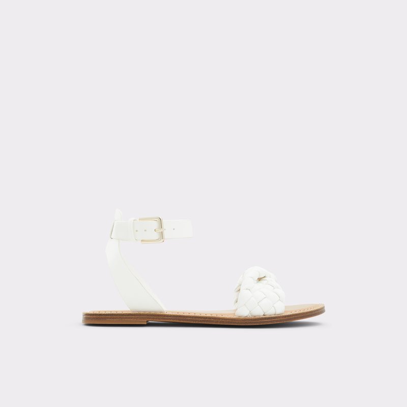 Women\'s Aldo Tressa Flat Sandals White | 1857-SAKPX