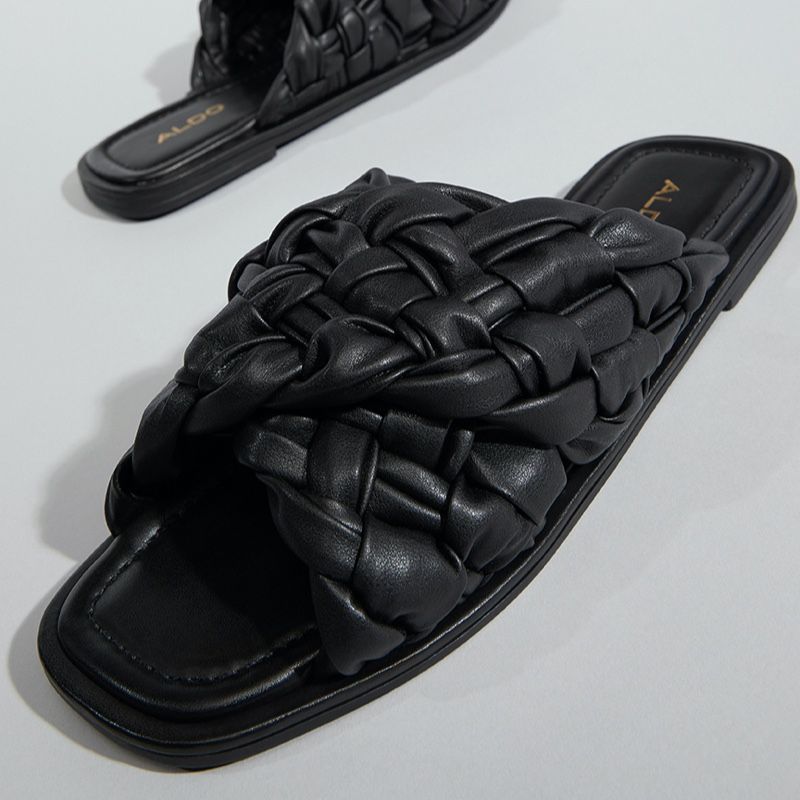 Women's Aldo Wovina Flat Sandals Black | 0819-LBJDF