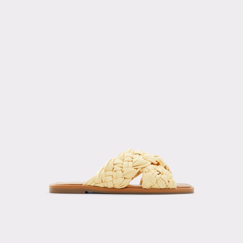 Women\'s Aldo Wovina Flat Sandals Light Yellow | 8364-TKPQY